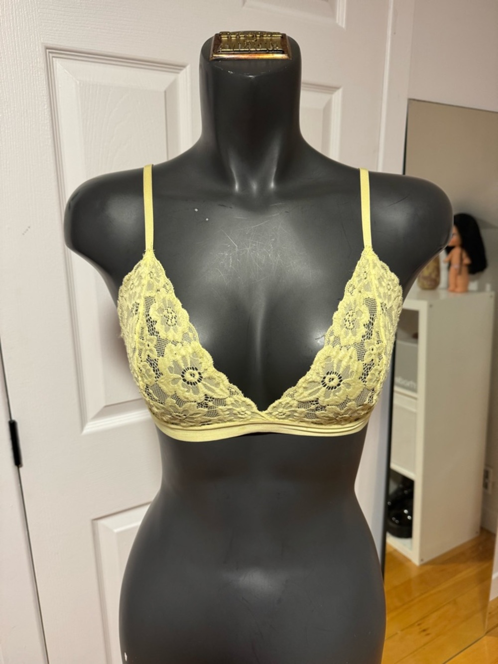 Lace Triangle Bralette in Pale Yellow